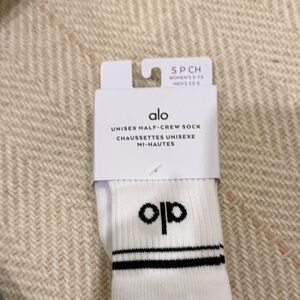 ALO Yoga White and Black Half-Crew Socks